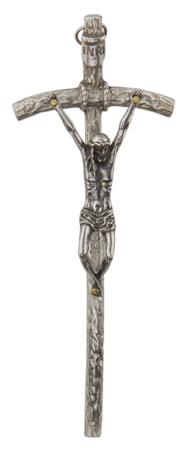 Krzyż Wiszący Papieski 14,5cm - Srebrny