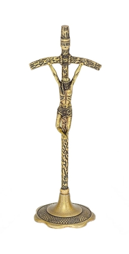 Krzyż Stojący Papieski - Mosiądz 18,5cm