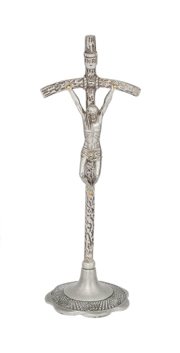 Krzyż Stojący Papieski - Srebrny 18,5cm