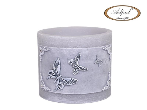Świeca Butterfly Lampion Okrągły 14cm - Jasny Popiel