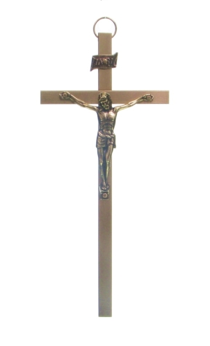 Krzyż Wiszący 14cm - Satynowy Złoty