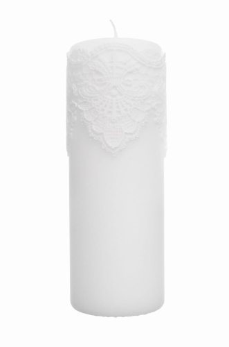 Świeca Koronka IV Słupek 7 x 20cm - Biały