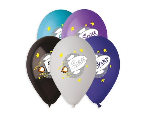 Balon Gumowy na Hel  Rakieta 33cm  13"  a'5 - Mix Kolorów