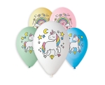 Balony  Jednorożec i Tęcza 33cm kpl. 5szt  - Mix kolorów