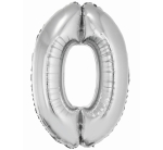 Balon Foliowy 92cm Cyfra 0 - Srebrny