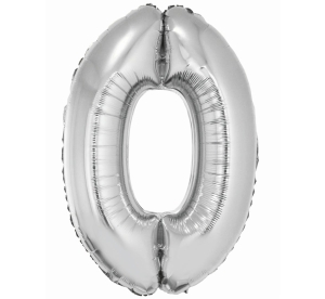 Balon Foliowy 92cm Cyfra 0 - Srebrny