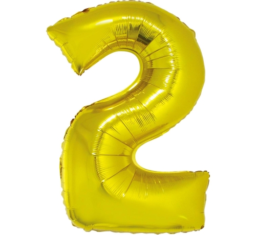 Balon Foliowy 92cm Cyfra 2 - Złoty