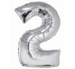 Balon Foliowy 92cm Cyfra 2 - Srebrny