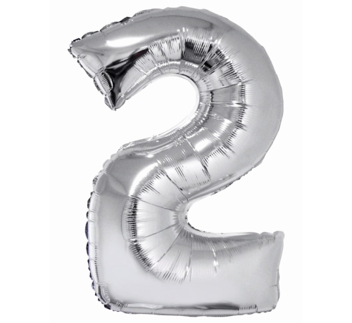 Balon Foliowy 92cm Cyfra 2 - Srebrny