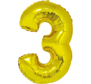 Balon Foliowy 92cm Cyfra 3 - Złoty