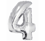 Balon Foliowy 92cm Cyfra 4 - Srebrny 