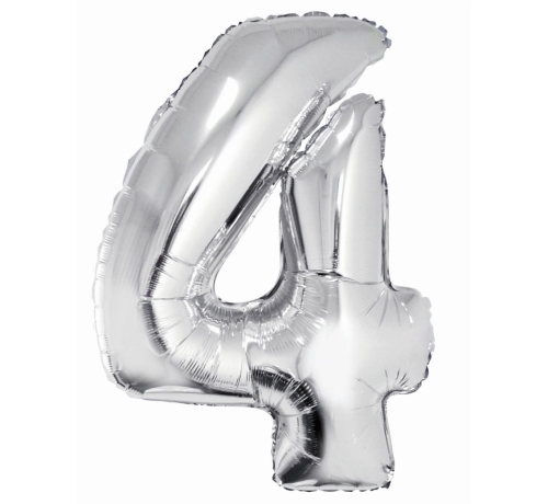 Balon Foliowy 92cm Cyfra 4 - Srebrny 