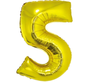 Balon Foliowy 92cm Cyfra 5 - Złoty