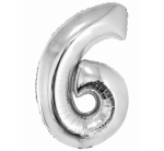 Balon Foliowy 92cm Cyfra 6 - Srebrny 