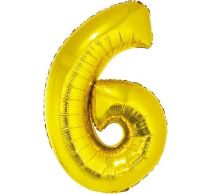 Balon Foliowy 92 Cyfra 6 - Złoty 