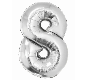 Balon Foliowy 92cm Cyfra 8 - Srebrny 