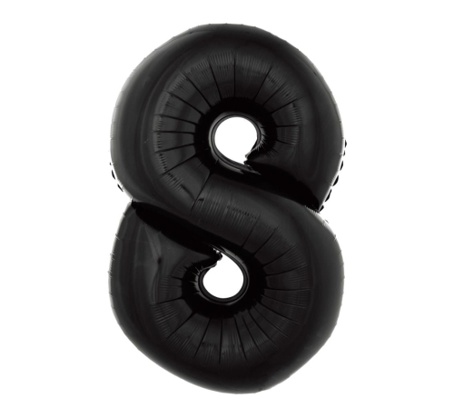 Balon Foliowy 92cm Cyfra 8 - Czarny