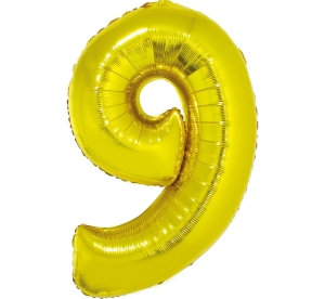 Balon Foliowy 92cm Cyfra 9 - Złoty 