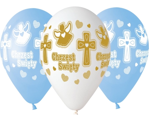 Balony na Chrzest Święty dla Chłopca kpl. 5szt 
