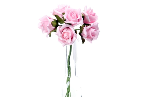 Róże z Pianki na Druciku 23cm kpl. 6szt - Różowy