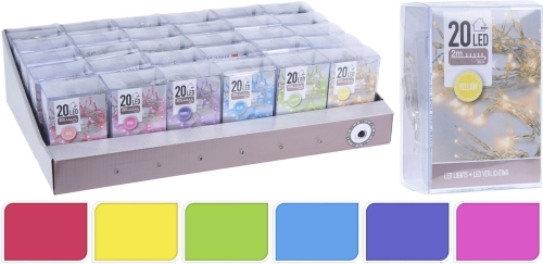 Lampki Choinkowe LED 20 Diod na Baterie - kolory
