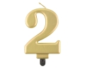 Świeczka Urodzinowa Cyfra 2 Metaliczna - Złoty