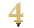 Świeczka Urodzinowa Cyfra 4 Metaliczna - Złoty