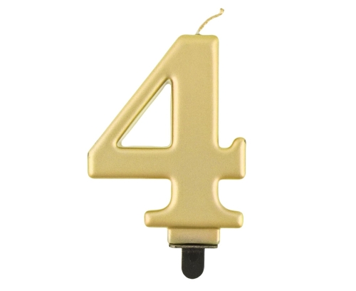 Świeczka Urodzinowa Cyfra 4 Metaliczna - Złoty