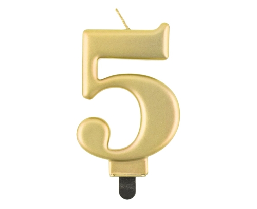 Świeczka Urodzinowa Cyfra 5 Metaliczna - Złoty