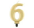 Świeczka Urodzinowa Cyfra 6 Metaliczna - Złoty