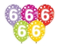 Balony z Cyframi 6 w Groszki kpl. 5szt