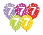 Balony z Cyframi 7 w Groszki kpl. 5szt