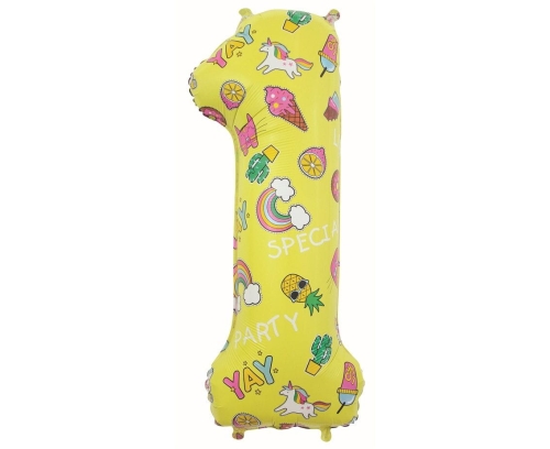 Balon Foliowy Cyfra 1 Obrazki 78cm 