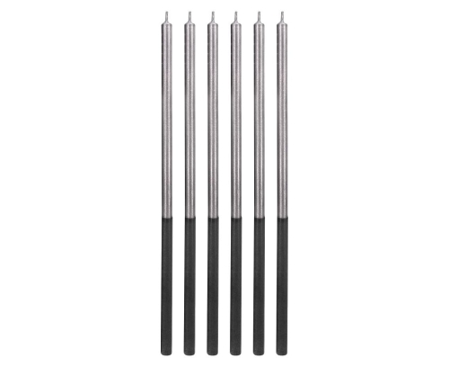 Świeczki Urodzinowe Platinum 14,5cm kpl. 6szt - Srebrny