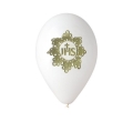 Balony Komunijne ze Złotym Nadrukiem IHS  kpl. 50szt - Biały