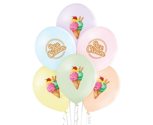 Balony Lateksowe Retro Ice Cream kpl. 6szt - Pastelowe