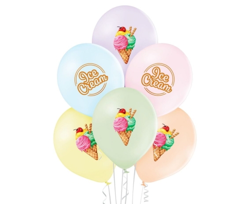 Balony Lateksowe Retro Ice Cream kpl. 6szt - Pastelowe