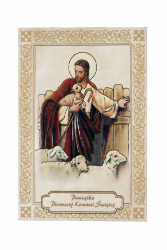 Pamiątka I Komunii Świętej Jezus Pasterz 10 x 15cm - Ekri