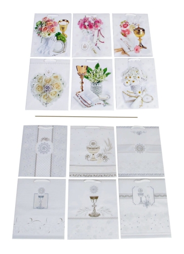 Torebka Prezentowa Komunia 19 x 23cm kpl. 10szt - 2 zestawy wzorów