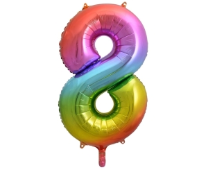 Balon Foliowy 85cm Cyfra 8 - Tęczowy