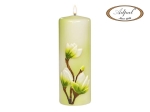 Świeca Magnolia Słupek 7x20cm - Biały/Zielony