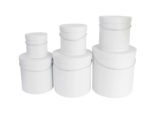 Pudełko Flower Box Papierowy Okrągły kpl. 6szt - Biały
