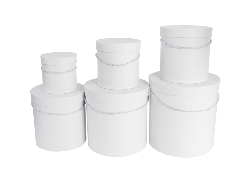 Pudełko Flower Box Papierowy Okrągły kpl. 6szt - Biały