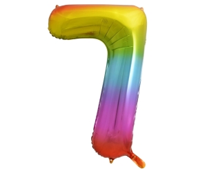 Balon Foliowy 85cm Cyfra 7 - Tęczowy