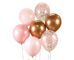 Balony Zestaw 7szt - Różowy/Miedziany
