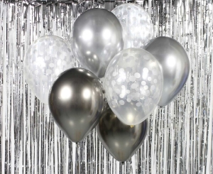 Balony Zestaw 7szt - Srebrny/Szary