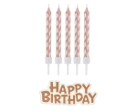 Świeczki Urodzinowe Happy Birthday kpl. 16szt - Złoty Różowy