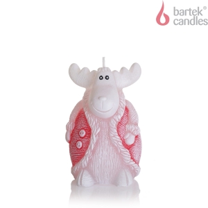 Świeca Figurka Renifer 12,5cm - Biały/Czerwony