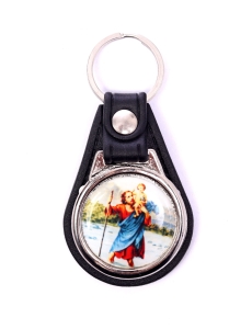 Brelok Metalowy na Skórce 3,5cm Św. Krzysztof