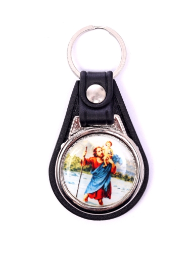 Brelok Metalowy na Skórce 3,5cm Św. Krzysztof